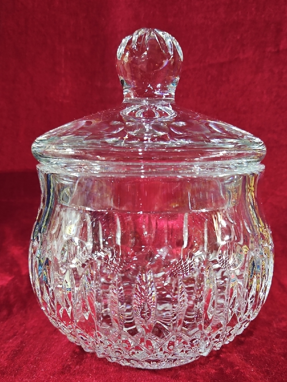 VTG Crystal Cut Glass Covered Candy Dish Sugar Bowl Apothecary Vessel